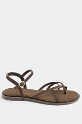 LTS Brown Cross Strap Sandals In a Standard Fit | Long Tall Sally 4