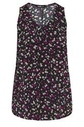 YOURS Curve Black Daisy Print Vest Top