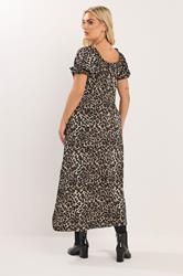 YOURS Plus Size Beige Brown Leopard Print Textured Maxi Dress | Yours Clothing 2