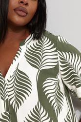 YOURS Plus Size Green Palm Leaf Pleat Front Tunic Dress | Yours Clothing 4