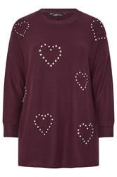 YOURS Curve Purple Diamante Soft Touch Jumper