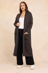 EVANS Plus Size Chocolate Brown Premium Longline Coatigan | Evans  2