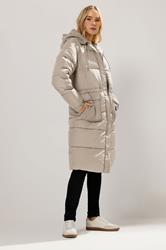 LTS Tall Natural Brown Padded Midi Coat | Long Tall Sally 2
