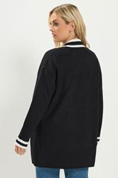 YOURS Plus Size Black Contrast Edge Cardigan | Yours Clothing 2