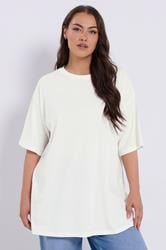 YOURS Plus Size White Relaxed Longline T-Shirt | Yours Clothing 3