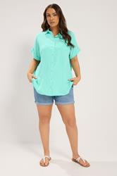 YOURS Plus Size Blue Grown On Sleeve Shirt | Yours Clothing 1