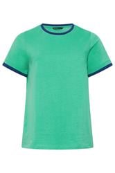 YOURS Curve Green Contrast Trim T-Shirt
