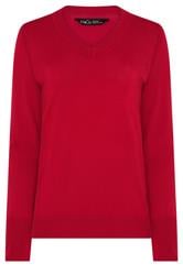 M&Co Red Long Sleeve V-Neck Jumper