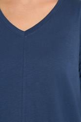 EVANS Plus Size Navy Blue V-Neck Cotton Top | Evans 4