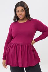 YOURS Plus Size Pink Long Sleeve Peplum Top | Yours Clothing 3