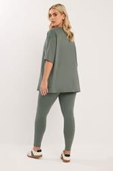 YOURS Plus Size Sage Green T-Shirt & Legging Set | Yours Clothing 2