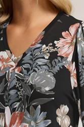 YOURS Plus Size Black Floral Print Pleat Front Top | Yours Clothing 4