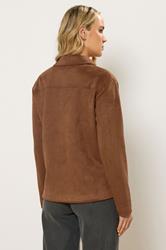LTS Tall Women's Natural Brown Faux Suede Trucker Jacket | Long Tall Sally 2