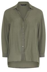 EVANS Plus Size Khaki Green Sheer Long Sleeve Shirt | Evans 5