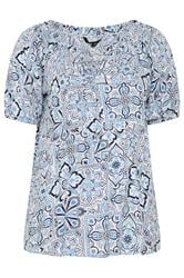 YOURS Curve Blue Floral Bardot Top