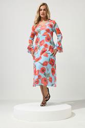 YOURS LONDON Plus Size Light Blue Floral Mesh Dress | Yours Clothing 3