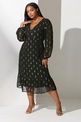 YOURS LONDON Plus Size Black Sequin Detail Smock Midi Dress | Yours Clothing 3