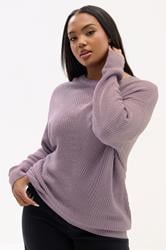 YOURS Plus Size Light Purple Essential Knitted Jumper | Yours Clothing 3