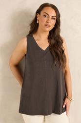 EVANS Plus Size Chocolate Brown Premium Cotton Vest Top 3