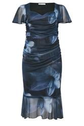 YOURS LONDON Curve Blue Blurred Square Neck Midi Dress