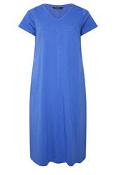 EVANS Plus Size Cobalt Blue Premium Cotton Dress | Evans 5