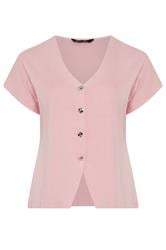 LIMITED COLLECTION Curve Light Pink Short Sleeve Compact Knitted Top