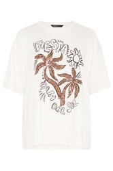 YOURS Curve White Embellished Oversized T-shirt