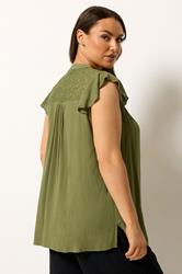 YOURS Plus Size Green Crochet Blouse | Yours Clothing 2