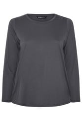YOURS Curve Grey Long Sleeve Core T-Shirt