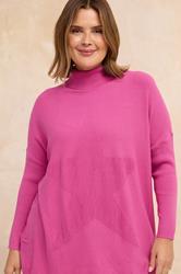 EVANS Plus Size Pink Knitted Star Roll Neck Jumper | Evans 3