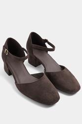 Brown Square Toe Block Heels In Wide E | Yours Clothing 1