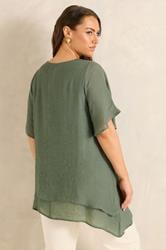 EVANS Plus Size Khaki Green Double Layer Top | Evans 4