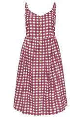 YOURS Curve Burgundy Red Gingham Linen Dress