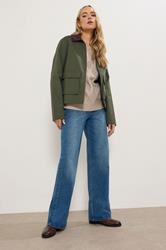 LTS Tall Green Cotton Cord Collar Barn Jacket | Long Tall Sally 1