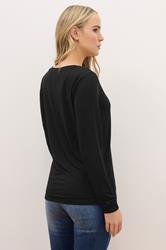LTS PREMIUM Tall Black Long Sleeve V-Neck Top | Long Tall Sally 2