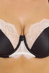 YOURS Plus Size Black Contrast Lace Non-Padded Underwired Bra | Yours Clothing 4