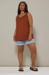 YOURS Plus Size Rust Orange Core Vest Top | Yours Clothing 2