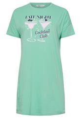 YOURSET 2 PACK Plus Size Green Cocktail Print Sleep Tee Nightdresses | Yours Clothing 8