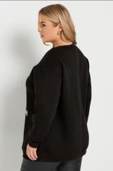 YOURS Plus Size Black Sequin Embellished 'Merry Christmas' Sweatshirt | Yours Clothing 2