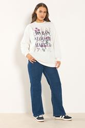 YOURS Plus Size White 'Paris Flower Market' Floral Sweatshirt | Yours Clothing 1