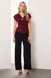 LTS Tall Wine Red Ruched Buckle Top | Long Tall Sally 2