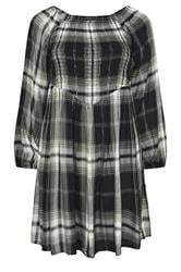 YOURS Curve Black Check Shirred Mini Dress