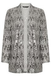 YOURS Plus Size Silver Sequin Kimono | Yours Clothing 6