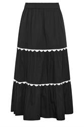 YOURS Curve Black Scallop Detail Maxi Skirt