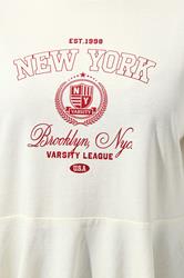 LIMITED COLLECTION Plus Size Ivory White Sporty New York Peplum Top 4