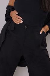 YOURS Plus Size Black Linen Smart Cargo Trousers | Yours Clothing 4