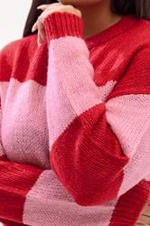 YOURS Plus Size Red & Pink Striped Soft Touch Knitted Jumper | Yours Clothing 4