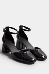 Black Patent Block Mary Jane Heels In Extra Wide EEE Fit | Yours Clothing 1