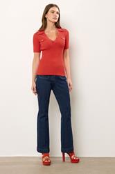 STAR Coral Orange Knitted Pocket Collar Top | StarByJM 2