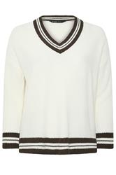 YOURS Plus Size White & Brown Knitted Tennis Jumper | Yours Clothing 1